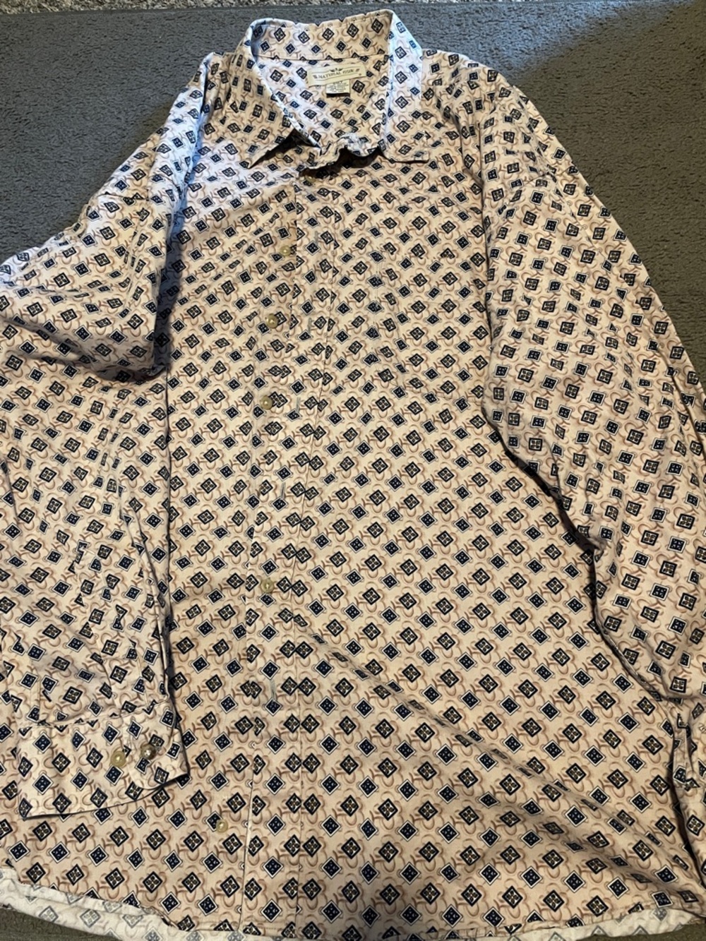 Men's Casual Button-Down Shirt - Long Sleeve Geometric Print 3 XL 100% Cotton